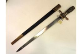 A 19th century German hunting hanger, straight plain blade 19”, by J. A. Henckels, double edged at