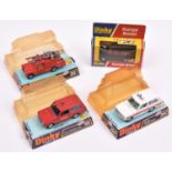 4 Dinky Toys. 3x Range Rovers - Fire Chief's Car (195) in red with blue interior. Plus a Police