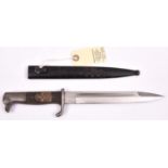 An Imperial German parade bayonet, plain polished blade 7¾” with single narrow fuller and DE