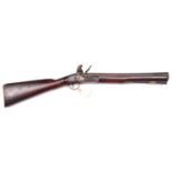 A steel barrelled flintlock blunderbuss of military type, by (Henry) Nock, c 1810, 33” overall,