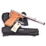 A .177” Beeman single stroke pump up air pistol, VGWO & as new condition; a .177” Diana Mod 2 pop-