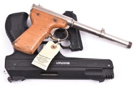 A .177” Beeman single stroke pump up air pistol, VGWO & as new condition; a .177” Diana Mod 2 pop-