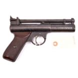 A pre war “slant grip” .177” Webley Senior air pistol, number S12763, with small “S” stamped on left