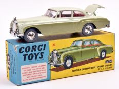 Corgi Toys Bentley Sports Saloon (224). An example in pale green and metallic green with red