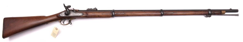 A .577” Tower 3 band Enfield percussion rifle, 55” overall, barrel 39” with Tower proofs and