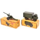 2 Dinky Toys. An Army Covered Wagon (623) and a 5.5 Medium Gun (692). Both boxed, gun box with