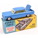 Corgi Toys Chevrolet Corvair (229). An example in the deeper blue with yellow interior, dished