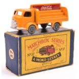 Matchbox Series No.37 Karrier Bantam Lorry. In deep orange Coca-Cola livery, with even load, open