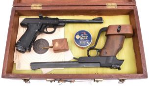 A .177” Walther Mod LP53 air pistol, number 115042, with crackled finish to frame and black