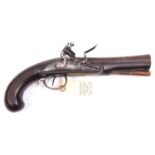 A steel barrelled flintlock blunderbuss pistol, c 1780, 11½” overall, 2 stage swamped barrel 6”,