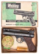 A good .22” Webley Premier Series “D” air pistol, number 2312, with inspector’s initial “F” (or