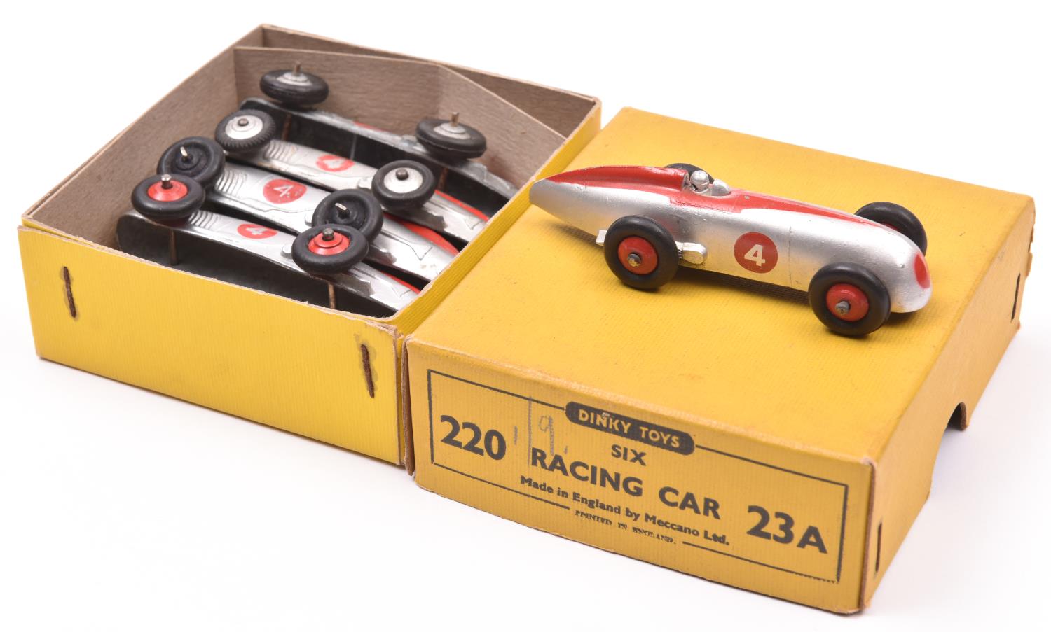 A Dinky Toys Trade Pack of Six Racing Car (220-23A). Containing 5 examples in silver with red - Image 2 of 2