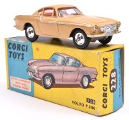 Corgi Toys Volvo P1800 (228). Scarce example in beige with red interior, dished spun wheels and