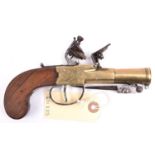 A brass barrelled and brass framed flintlock boxlock blunderbuss pocket pistol with spring