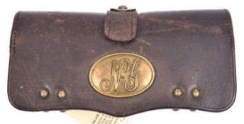 A US Frazier’s Patent brown leather waistbelt pouch of the National Guard, brass hinged forward