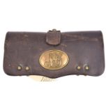 A US Frazier’s Patent brown leather waistbelt pouch of the National Guard, brass hinged forward