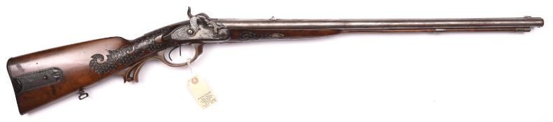 A German DB side by side percussion sporting gun/rifle, having 20 bore shot barrel and .58” rifle