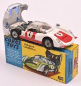 Corgi Toys Porsche Carrera 6 (330). Example in white with red panels and lower sides, RN1, blue