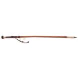 A traditional Basque walking cane Makhila with concealed spike, flattened dark wood disc pommel,