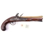 A late 18th century brass barrelled flintlock blunderbuss pistol, 13½” overall, swamped barrel 8”