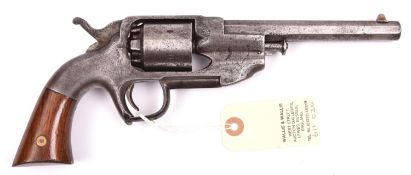 A 6 shot .36” Allen & Wheelock SA percussion revolver, octagonal barrel 6” with faint address and