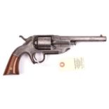 A 6 shot .36” Allen & Wheelock SA percussion revolver, octagonal barrel 6” with faint address and