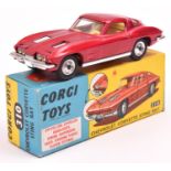 Corgi Toys Chevrolet Corvette Sting Ray (310). In metallic cerise with yellow interior, dished