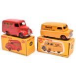 2 Dinky Toys Vans. Trojan 15CWT 'DUNLOP' (451) in bright red livery, with maroon wheels and black
