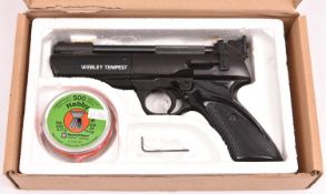 A good .22” Webley Tempest air pistol, cast under the right grip 2066A, black lacquered finish