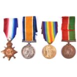 WWI single medals: 1914-15 star (T4-041460 Dvr T Gray ASC); BWM (Ply 12025 Pte A.R. Goddard RMLI,