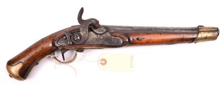 A Swedish 16 bore percussion cavalry pistol, converted from flintlock, 16½” overall, sighted