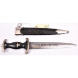 A Third Reich 1933 pattern SS dagger, by Robert Klass, Solingen, the hilt with plated mounts and