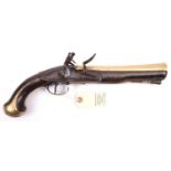 A brass barrelled flintlock blunderbuss pistol, by J Probin, c 1770, 14” overall, swamped barrel