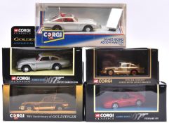 5 Corgi James Bond Cars. 4x Aston Martin DB5's. 1991, 1993 and 2x 1995 issues. 3x 1:36 scale, two in