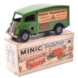 Tri-ang Minic tinplate clockwork Short Bonnet Shutter Van No.103M. An example in green with 'Minic