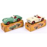 2 Dinky Toys. Austin Healey 100 Sports (109). In cream with red interior & wheels. RN 23. Together