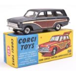 Corgi Toys Ford Consul Cortina Super Estate Car (491). Example in metallic dark grey with 'wood'