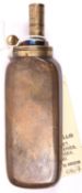 A copper pistol size powder flask, of tapering flattened facetted form with rounded corners (similar