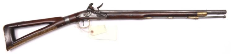 A 20 bore flintlock coaching carbine by Wallace, c 1785, 37” overall, barrel 22”, with break off