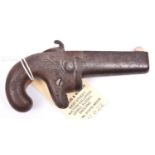 A .41” RF Colt No 1 derringer, number 4603, with London proofs. GWO & C (dark matt patina overall,