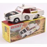 Dinky Toys Ford Cortina Rally Car (212). A Mk 1 Cortina in white with black bonnet, red interior,