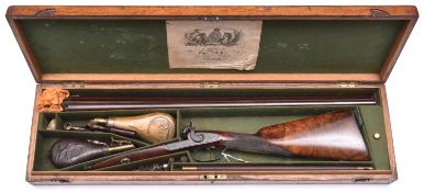 A DB 12 bore percussion sporting gun by Williams & Powell (Liverpool), 46” overall, rebrowned