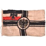 An Imperial German printed linen Kriegsflagge, 34” x 56”, GC (stained, requires cleaning)