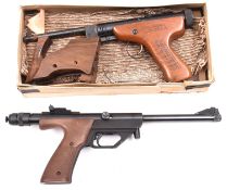 A German .177” Hammerli Master CO2 target pistol, number 67864, with brown plastic simulated wood
