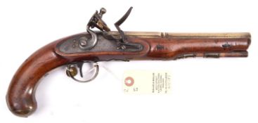 An interesting early 19th century Customs officer’s 24 bore brass barrelled flintlock holster