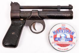 A post 1958 .177” Webley Junior air pistol, number 1667. GWO & basically GC, retaining some blued