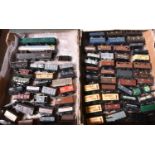 100+ OO gauge freight wagons etc by various makes. Including; 6x 4-wheel coaches, box vans,