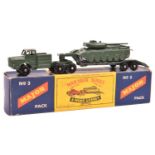 Matchbox Major Pack Antar Tank Transporter with Centurion Tank. Both in olive green, transporter