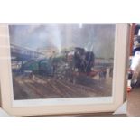 3x framed signed railway prints by Terence Cuneo. Festiniog Workhorses. The Golden Arrow, showing