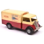 Tri-ang Minic tinplate clockwork Short Bonnet Delivery Van No.107M. An example in cream and maroon